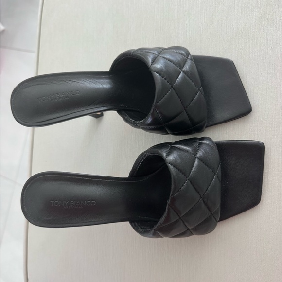 Tony Bianco Black Quilted Mules - Picture 1 of 1